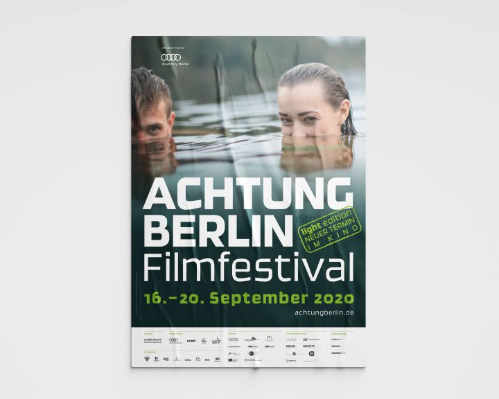 Das gestalte Plakat des achtung berlin Filmfestivals aus dem Jahr 2020